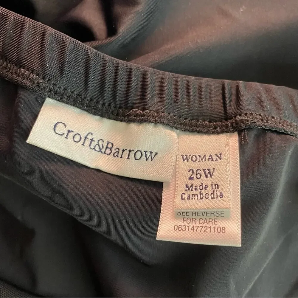 Croft & Barrow Black Swim skirt Skirted swimsuit bottoms Womens 26W 26 W new nwt
